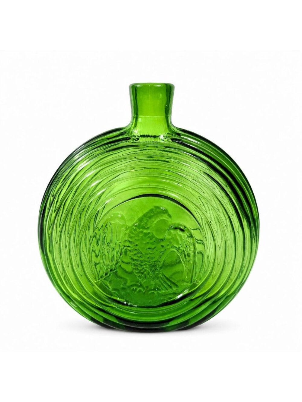 Green Decanter Rossini Empoli Glass Italy Embossed Eagle Green Decanter Vase No